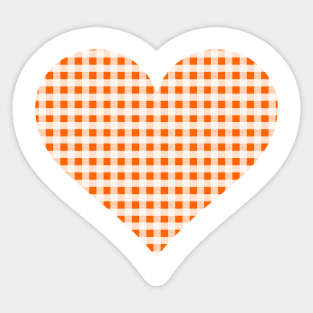 Orange and White Gingham Heart Sticker